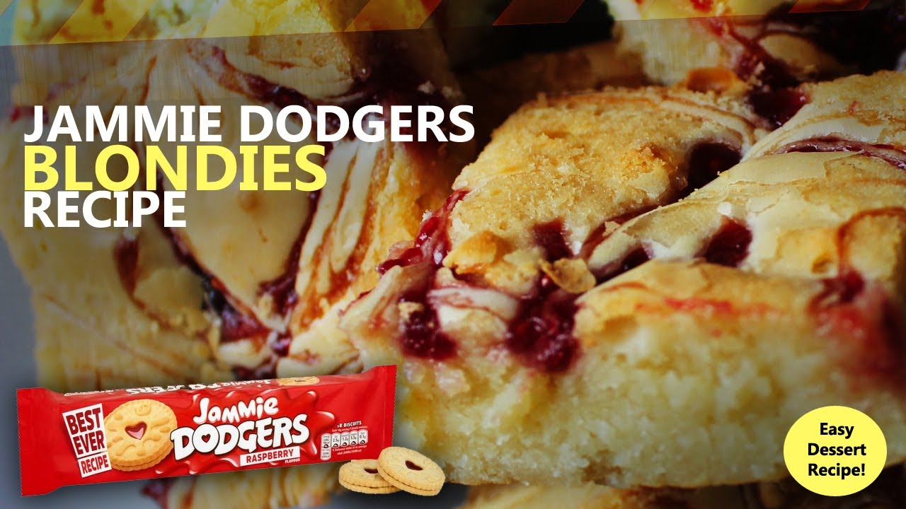Jammie Dodgers Blondies | Jammy Dodger Blondies | Quick & Delicious Homemade Dessert!