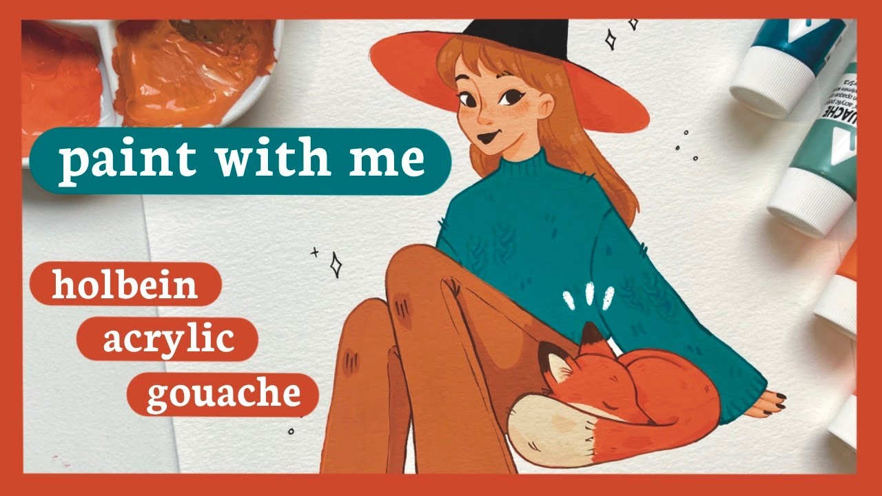 cozy paint with me 🦊 acrylic gouache speedpaint