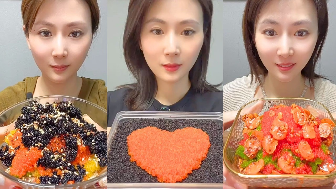 Chinese Colorful Fish Roe & Spicy Seafood ASMR | Crunchy Eating Sounds #141