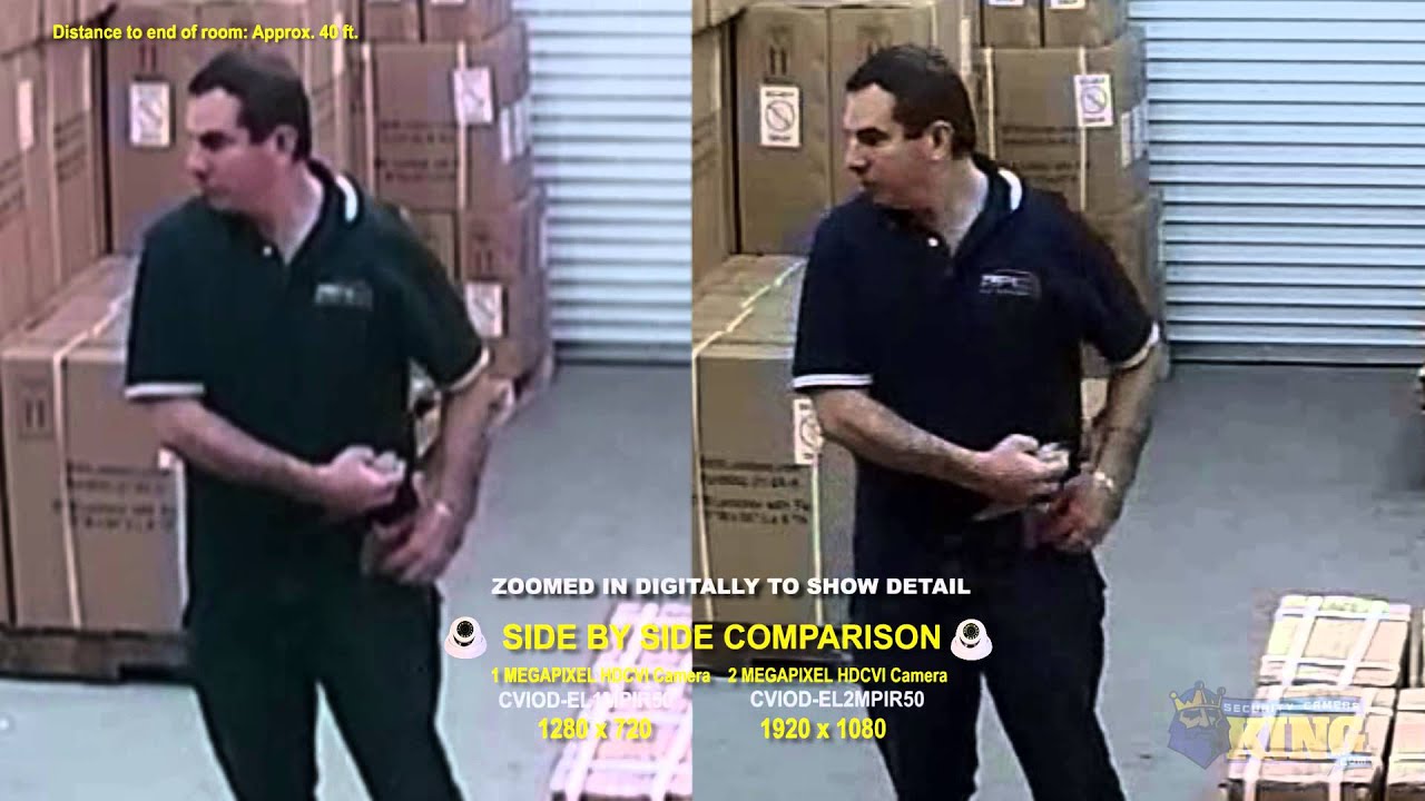 Side by Side Comparison - Zoomed (digitally) 1MP (720p) VS 2MP (1080p) HD-CVI