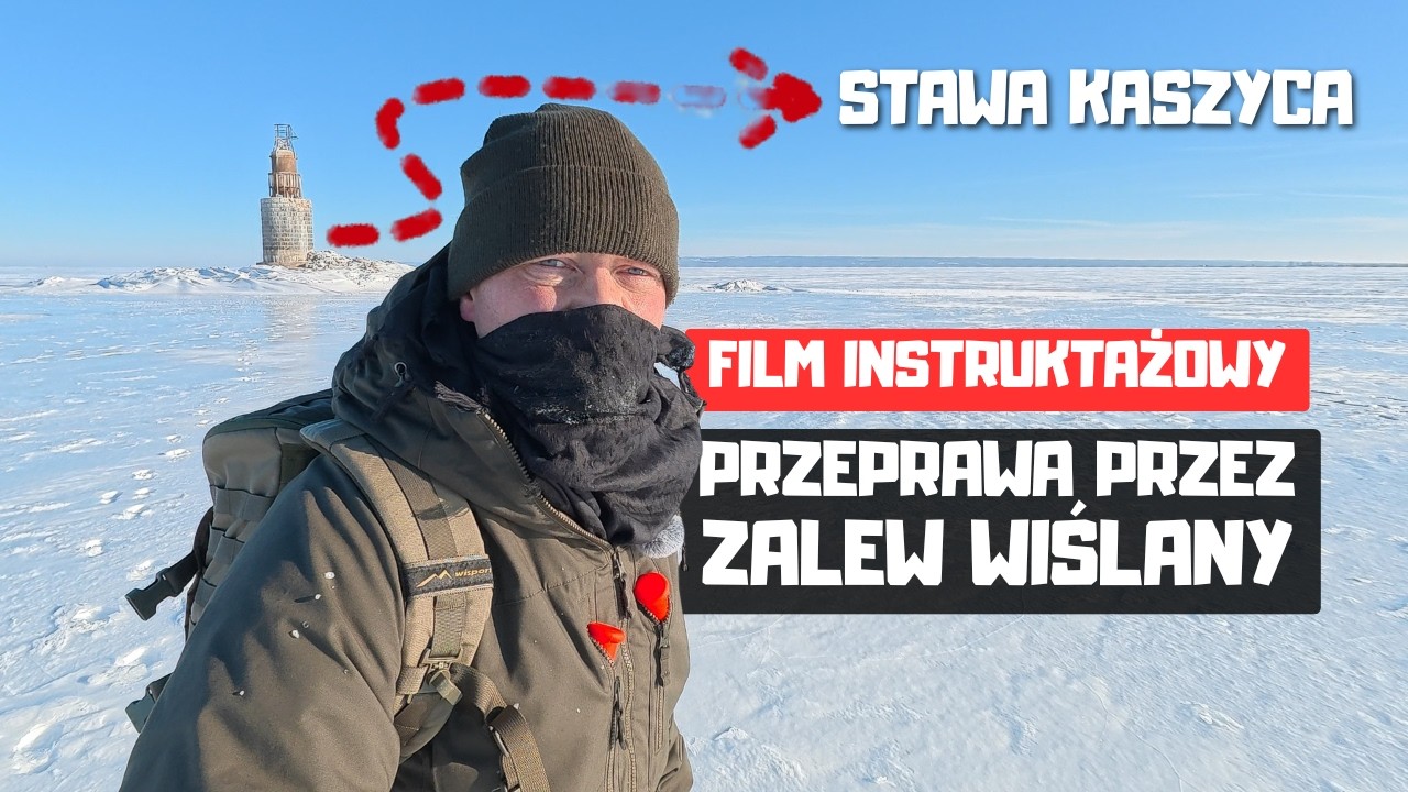 Przeprawa przez ZAMARZNIĘTY ZALEW WIŚLANY. Azymut: Stawa Kaszyca