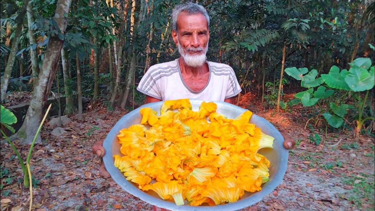Pumpkin Flowers with Egg | Amazing village style cooking recipes | Pumpkin Flowers Recipe