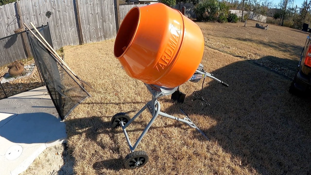 Pool Deck Concrete Repair with Yardmax 5 cu ft Portable Concrete Mixer