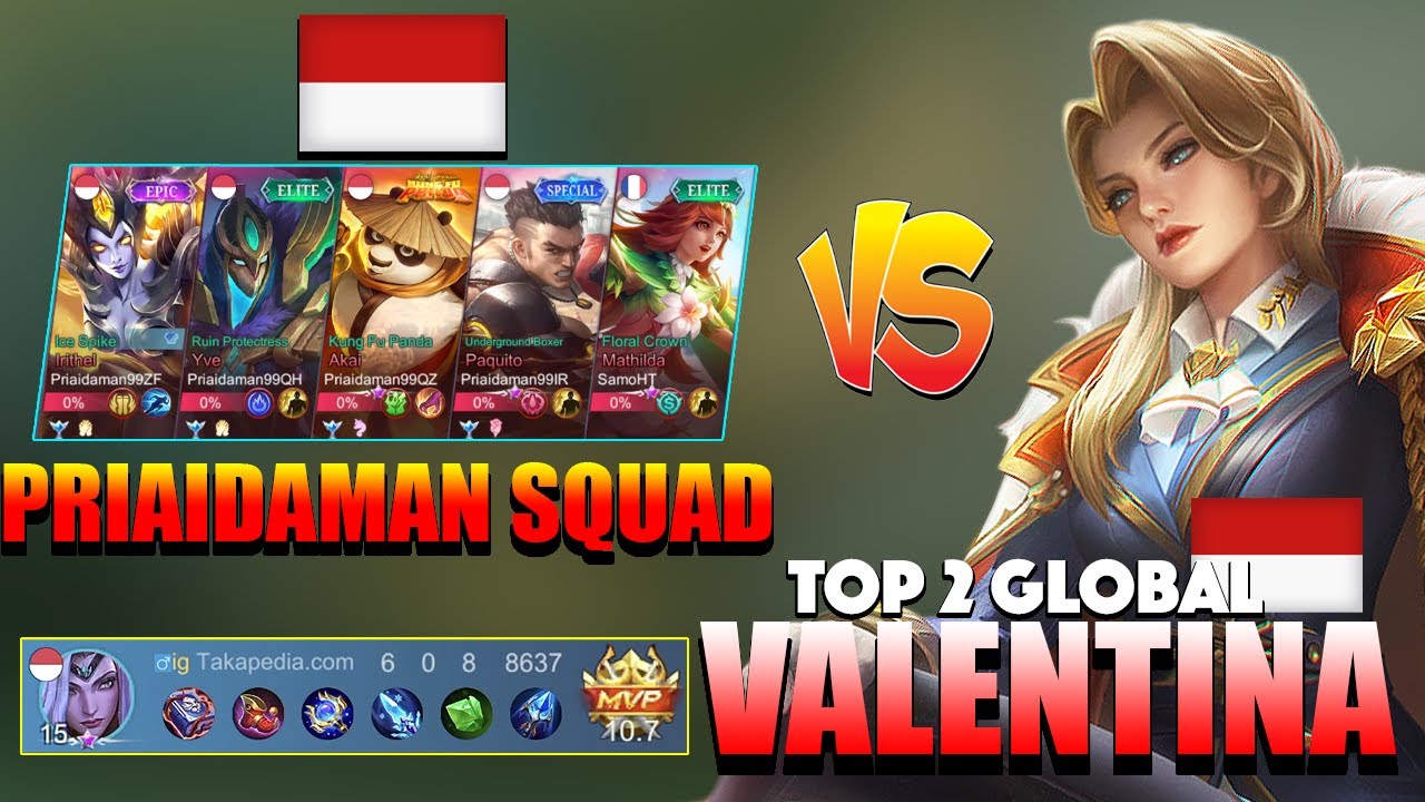 Top Global Valentina totally Destroyed Top 1 Global Squad | Top 2 Global Valentina Gameplay | MLBB