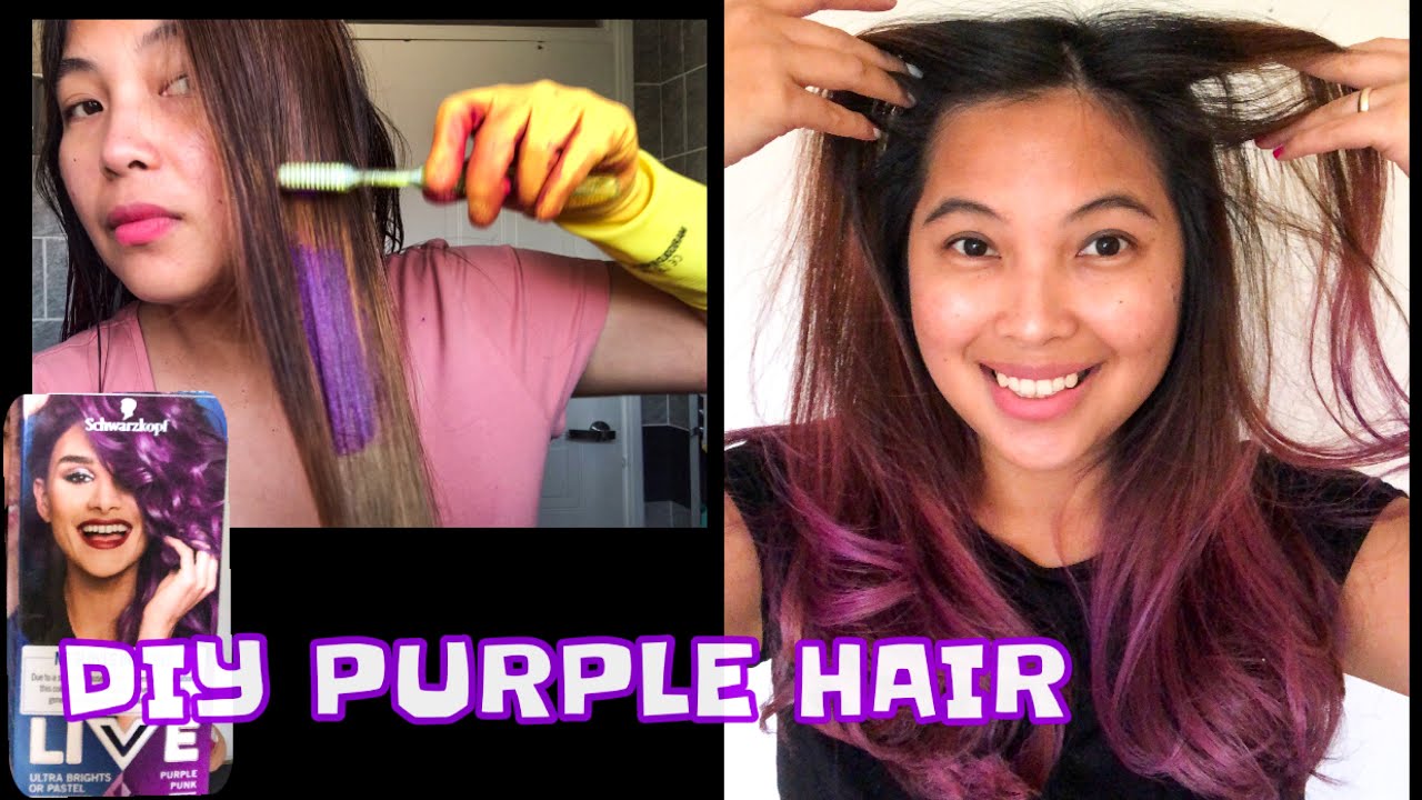PURPLE HAIR DYED AT HOME USING SCHWARZKOPF PURPLE PUNK