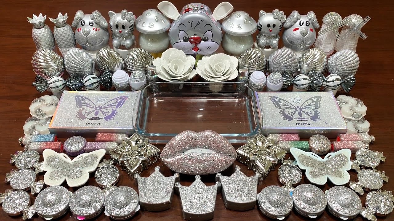 SILVER SLIME - Mixing Random Things Into Slime !! Satisfying Slime Videos  #995