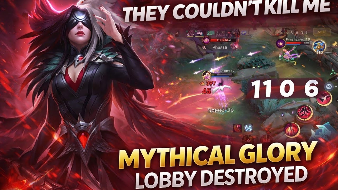 They Couldn’t Kill Me 😈 Mythical Glory Lobby Destroyed | Pharsa 11/0/6 MLBB