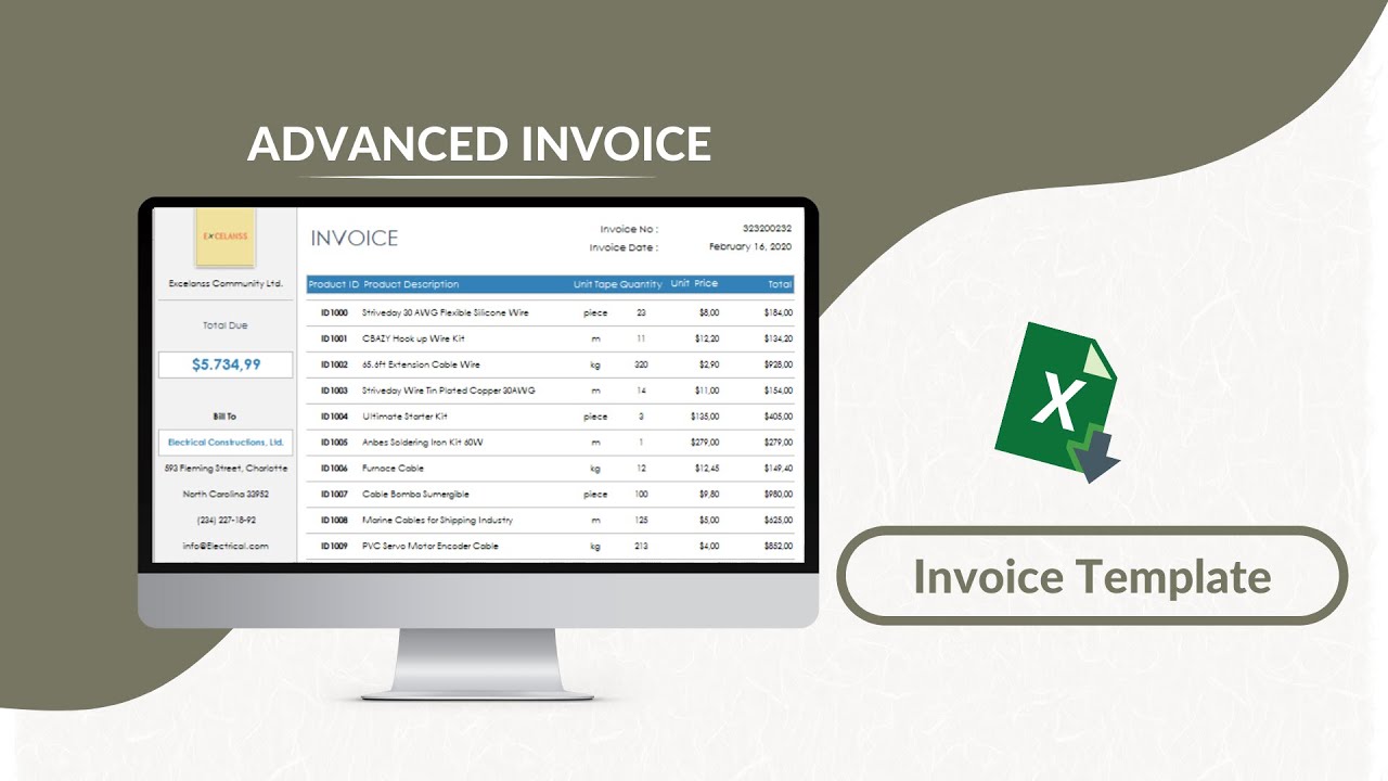 Advanced Invoice Excel Template