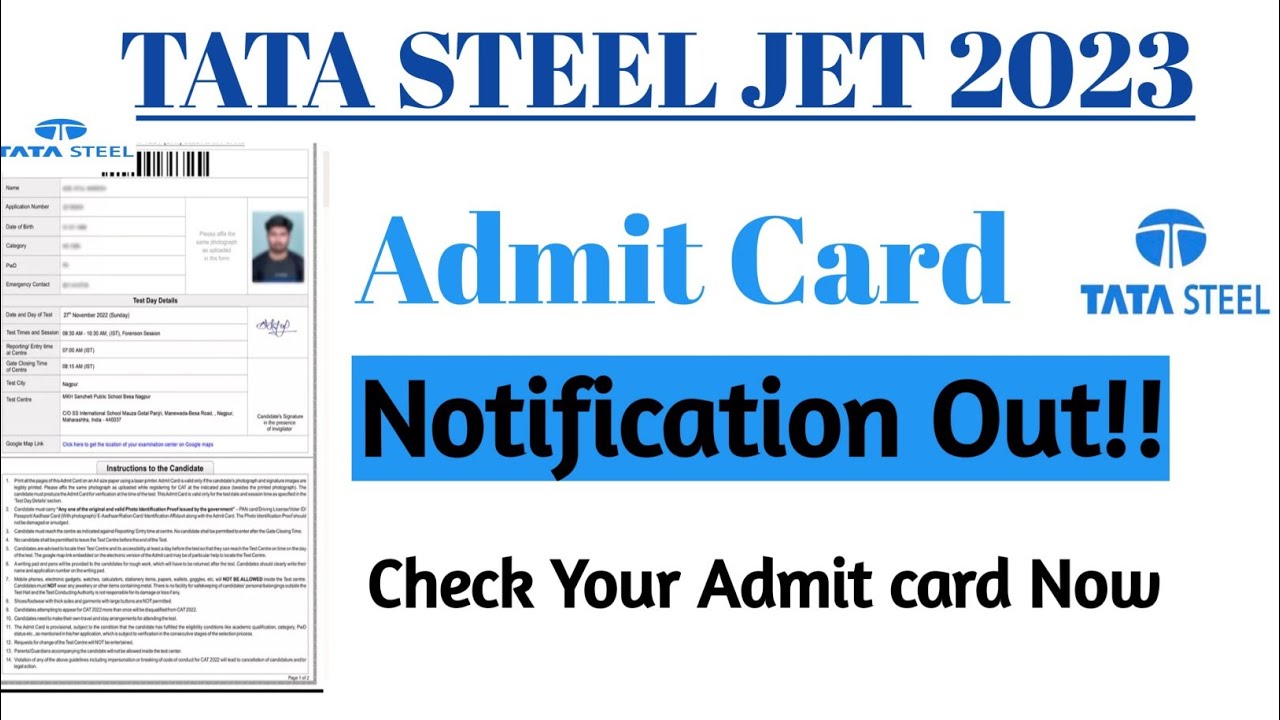 Tata Steel Jet 2023 Admit Card Out || Download Your Admit Card Now || Tata JET Admit Card Out