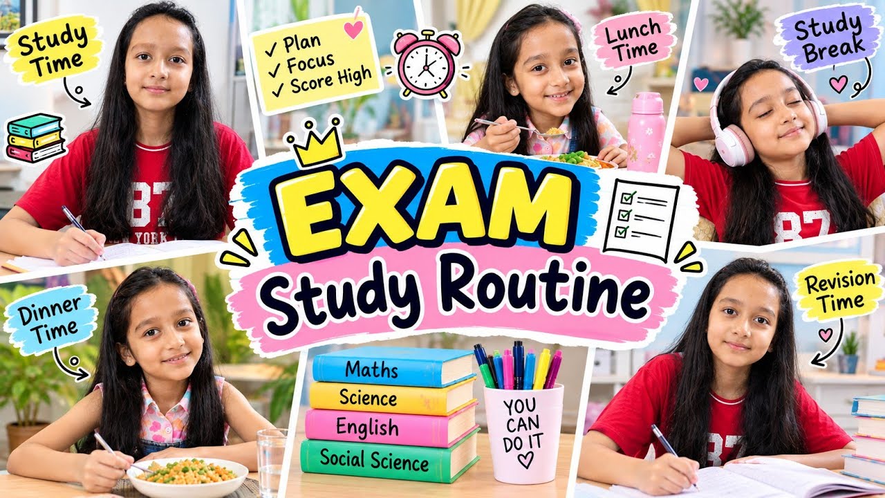 EXAM STUDY ROUTINE ⏰️😃 | Study Time 📚 | Aayu and Vanu