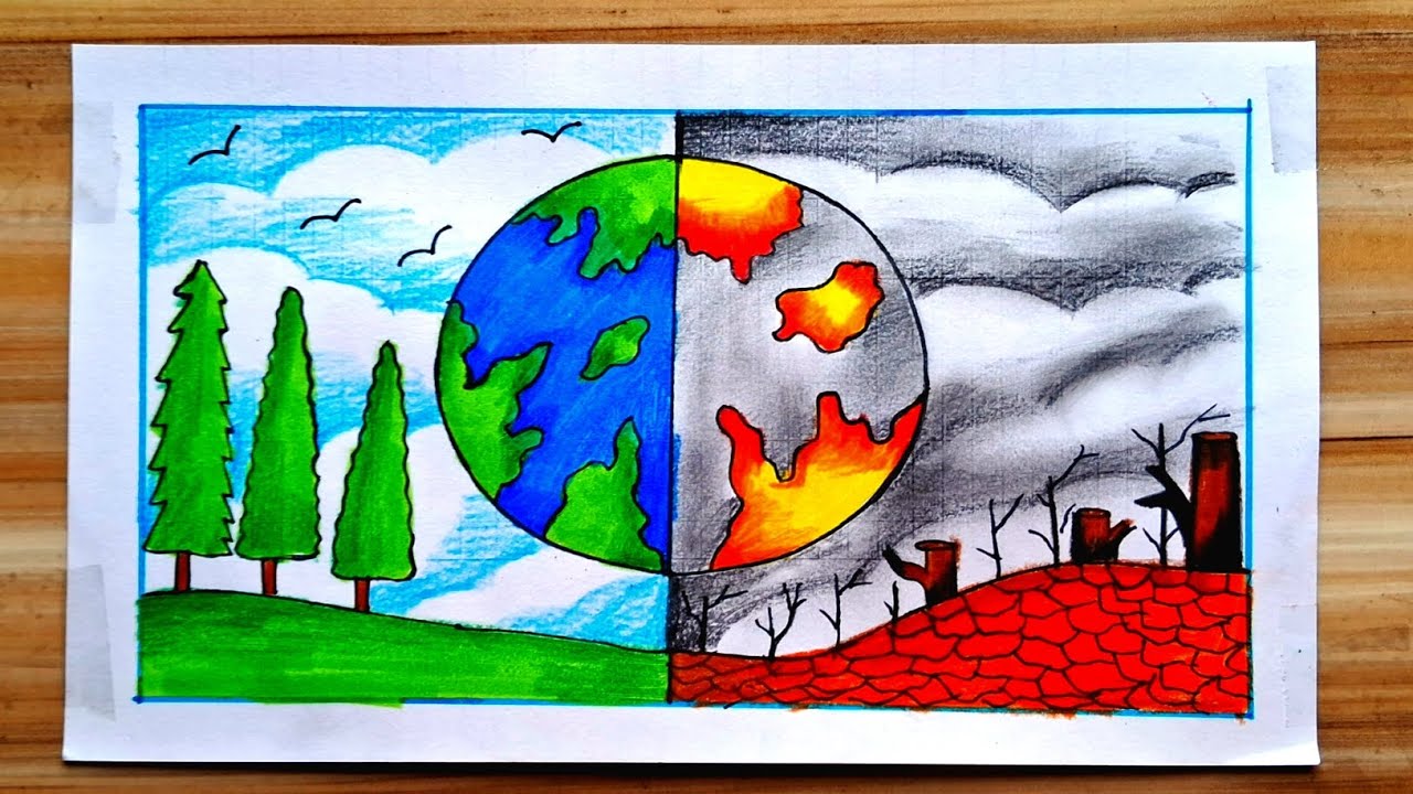 World Environment Day Drawing 2026 / Drawing of World Environment Day / Global Warming Drawing