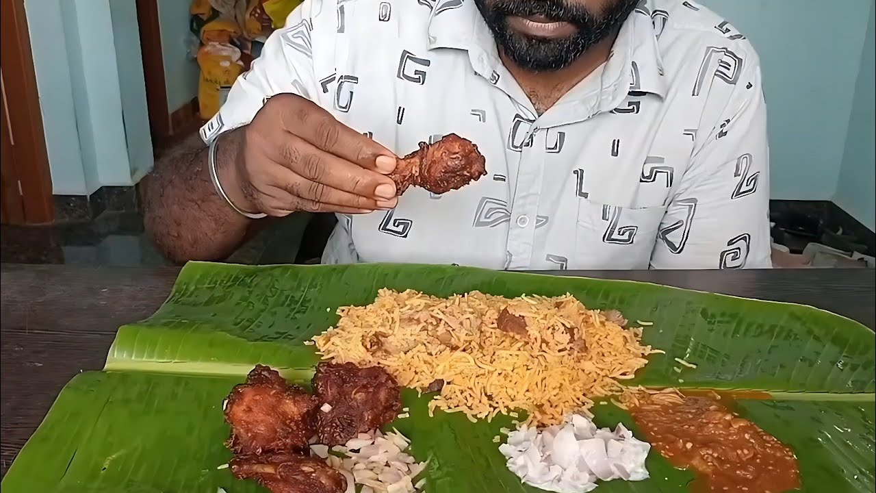 Mutton biriyani with chicken 65 eating challenge tamil|mutton|mukbang|ASMR@Chickenbiriyani-1998