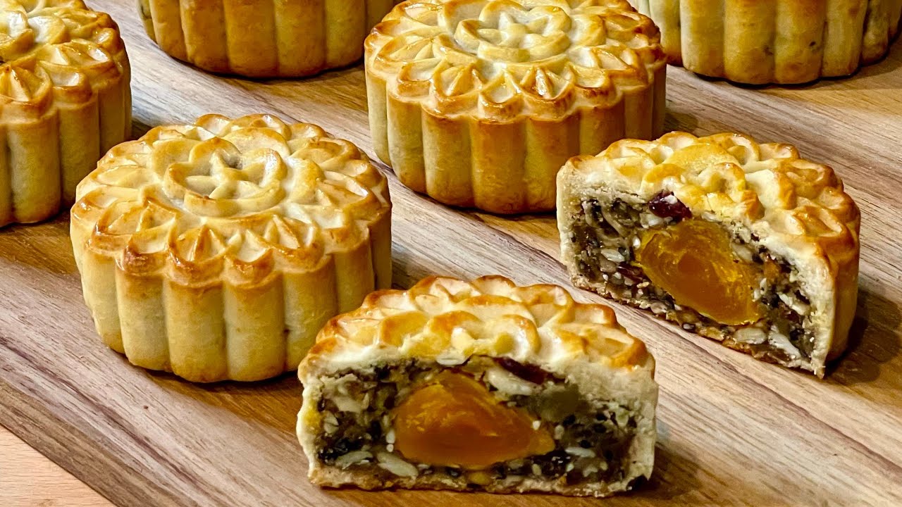 BÁNH TRUNG THU - không cần nấu nước đường, nhân hạt đậu, mứt, thập cẩm | Nuts Moon Cake