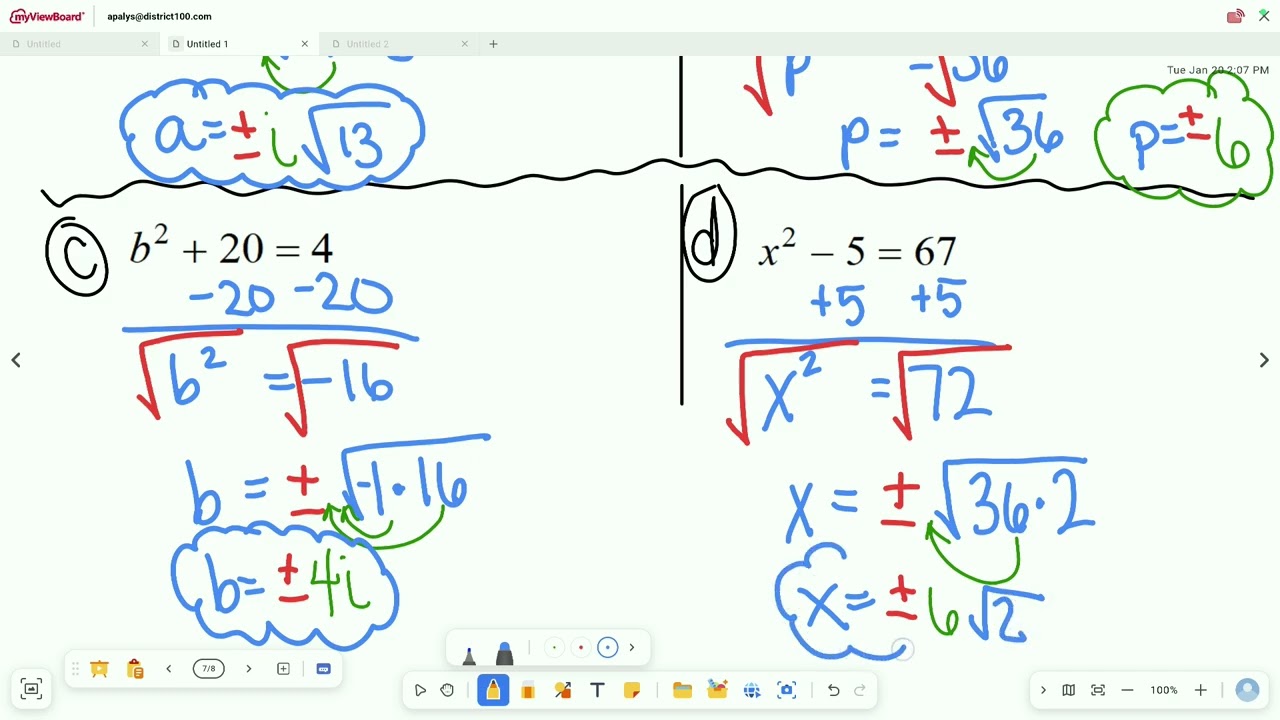 7.2 Notes Examples: Solving Quadratics by Square Rootes