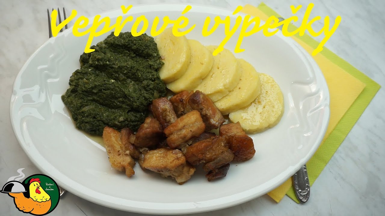 Vepřové výpečky se špenátem a bramborovým knedlíkem