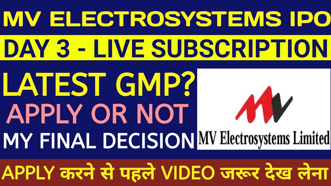 MV Electrosystems IPO🔴MV Electrosystems IPO Review🔴MV Electrosystems IPO Gmp Today🔴MV Electrosystems