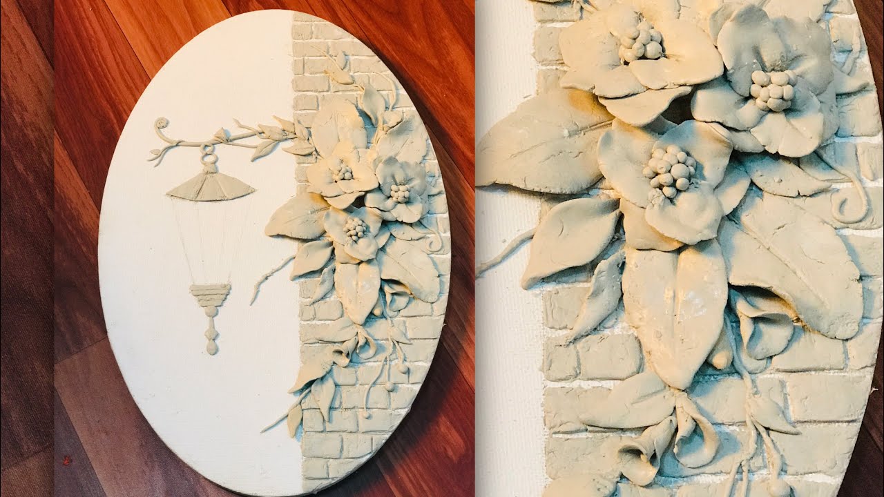 Clay painting on canvas/ 3D wall decor/ How to make clay painting for beginners/ Part-1