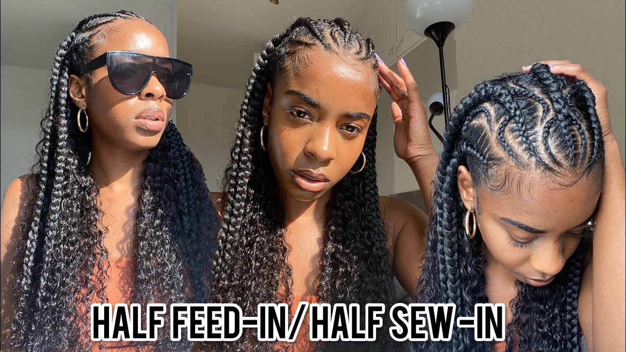 DIY: Half Up Half Down Fulani Braids with Curly Sew in |No leave Out| ft ULA HAIR 100% Human Hair!