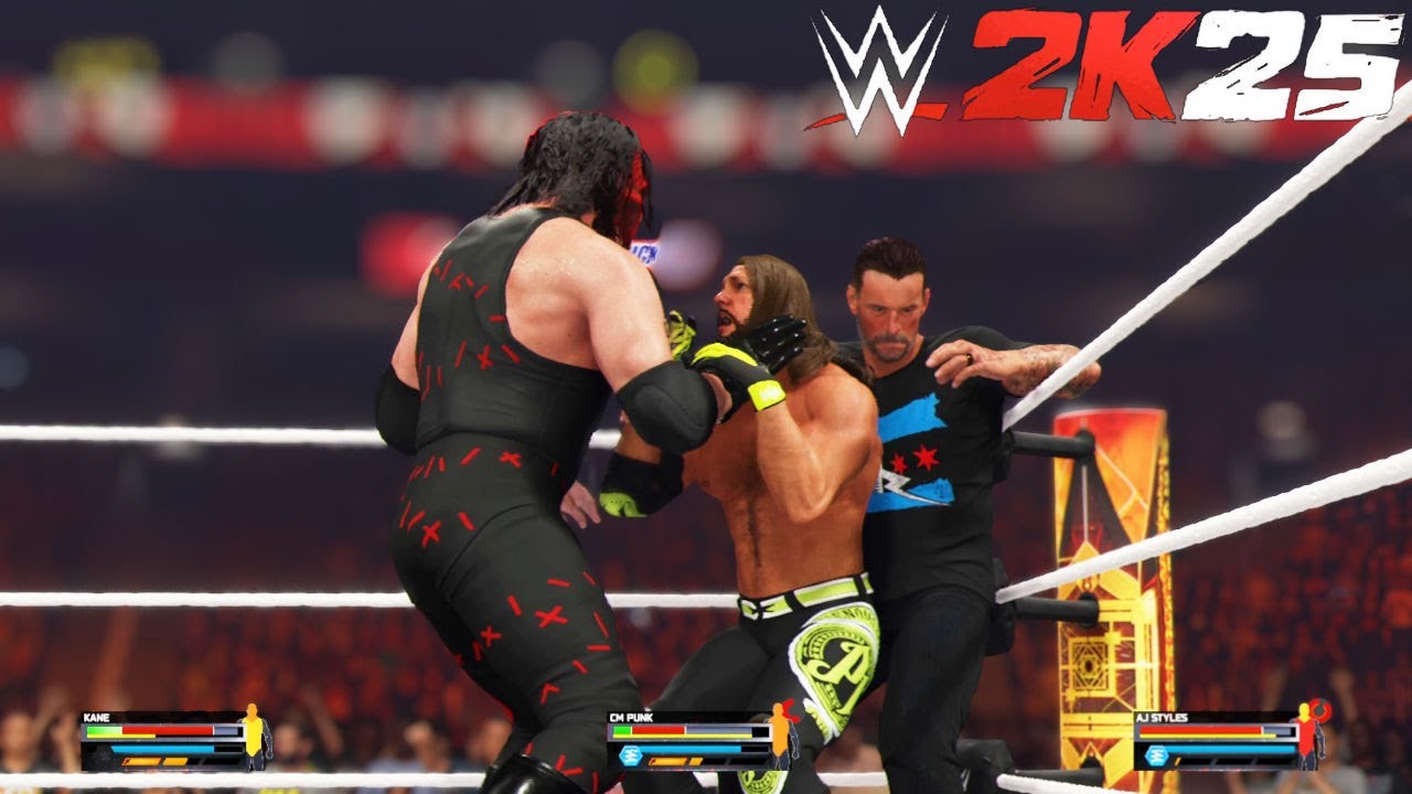 CM Punk Vs Kane Vs AJ Styles Extreme Rules Match WWE 2K25 PC Gameplay