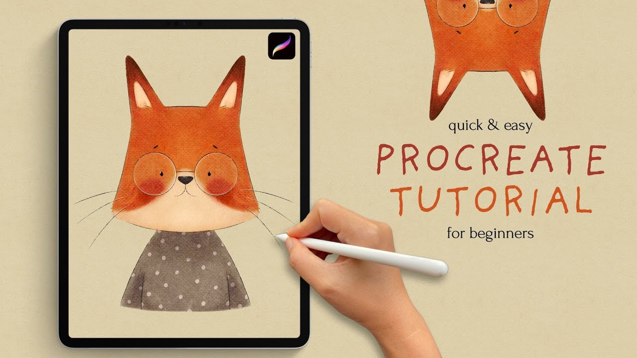 How to Draw in Procreate | Step by Step Drawing Process | Watercolor Fox | iPad Art
