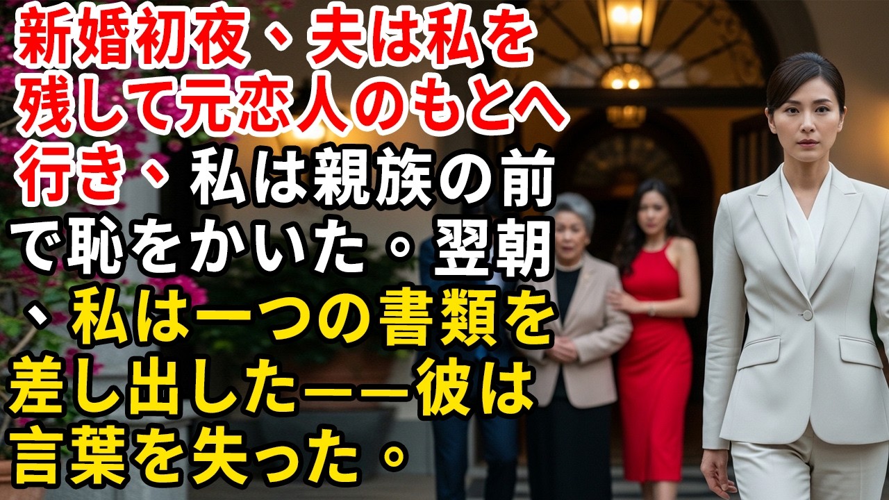新婚初夜、夫は私を残して元恋人のもとへ行き、私は親族の前で恥をかいた。翌朝、私は一つの書類を差し出した——彼は言葉を失った。