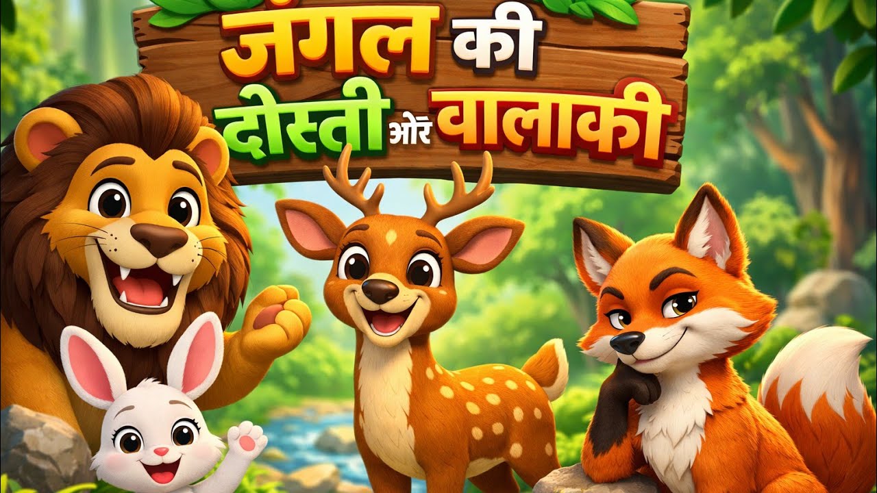 🦁🌳 जंगल की दोस्ती और चालाकी 🐰🦊 | शेर, हिरन और खरगोश की अनोखी कहानी | 3D Cartoon Story