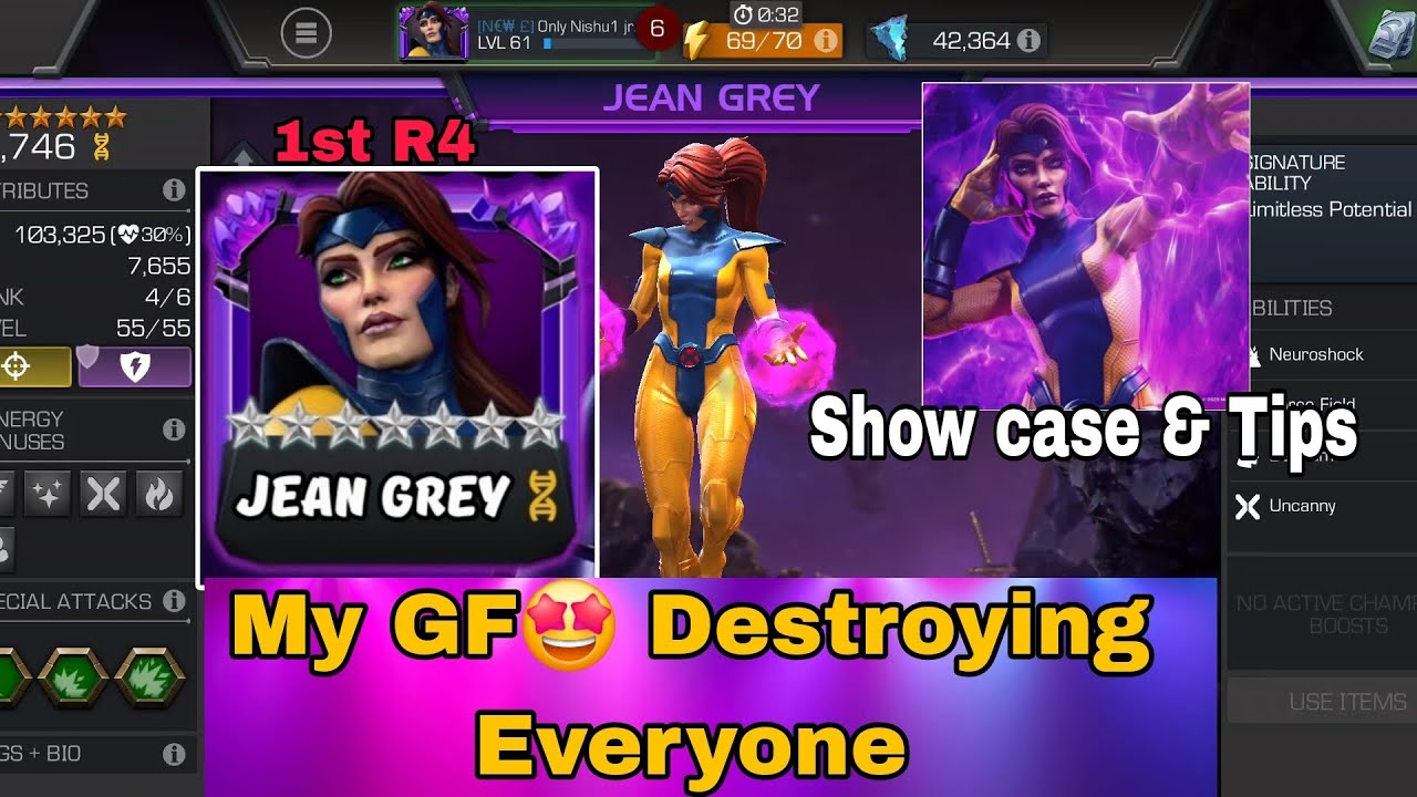 Советы и рекомендации по демонстрации R4 Jean Grey для максимального урона | мой первый ранг 4 7 ...