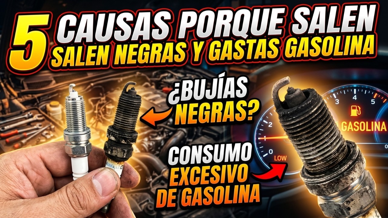 5 Causas DEL Porque Las BUJ&Iacute;AS SALEN NEGRAS Y Gasta Mucha Gasolina TU CARRO 👍