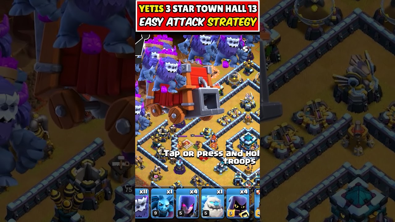 Th13 Yetis Суперлегкая Стратегия Сильной Атаки 2024!! 3 звезды