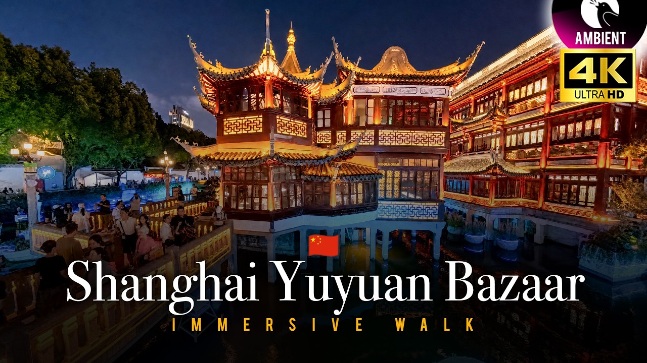 Shanghai Yuyuan Bazaar & Old Street Walk 🇨🇳 | 4K Sunset to Night Ambience POV