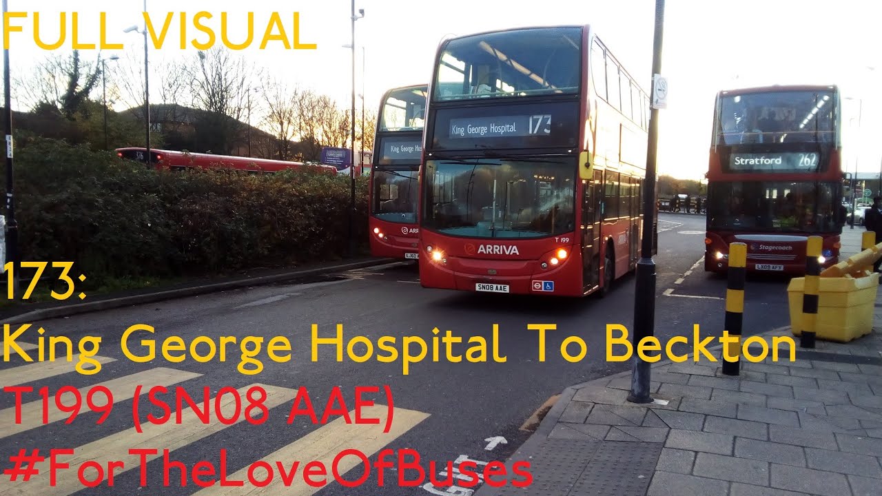 FULL ROUTE VISUAL | London Bus Route 173: King George Hospital To Beckton Station | T199 (SN08 AAE)