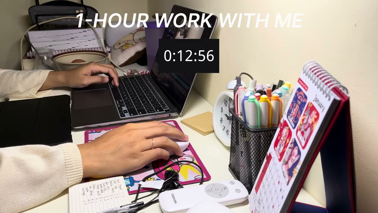 Day 30 💻 | 1-HOUR WORK WITH ME | pomodoro 50/10 with relaxing camp fire
