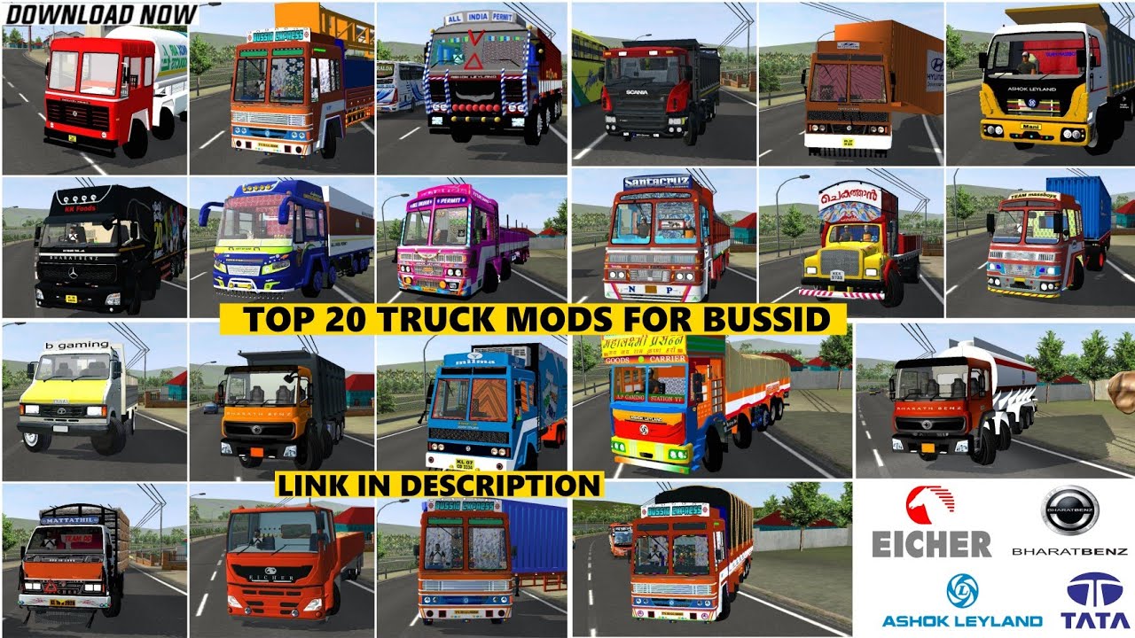 Top 20 Indian Truck Mod For Bus Simulator Indonesia | Indian Truck Mod Bussid | Truck Mod For Bussid