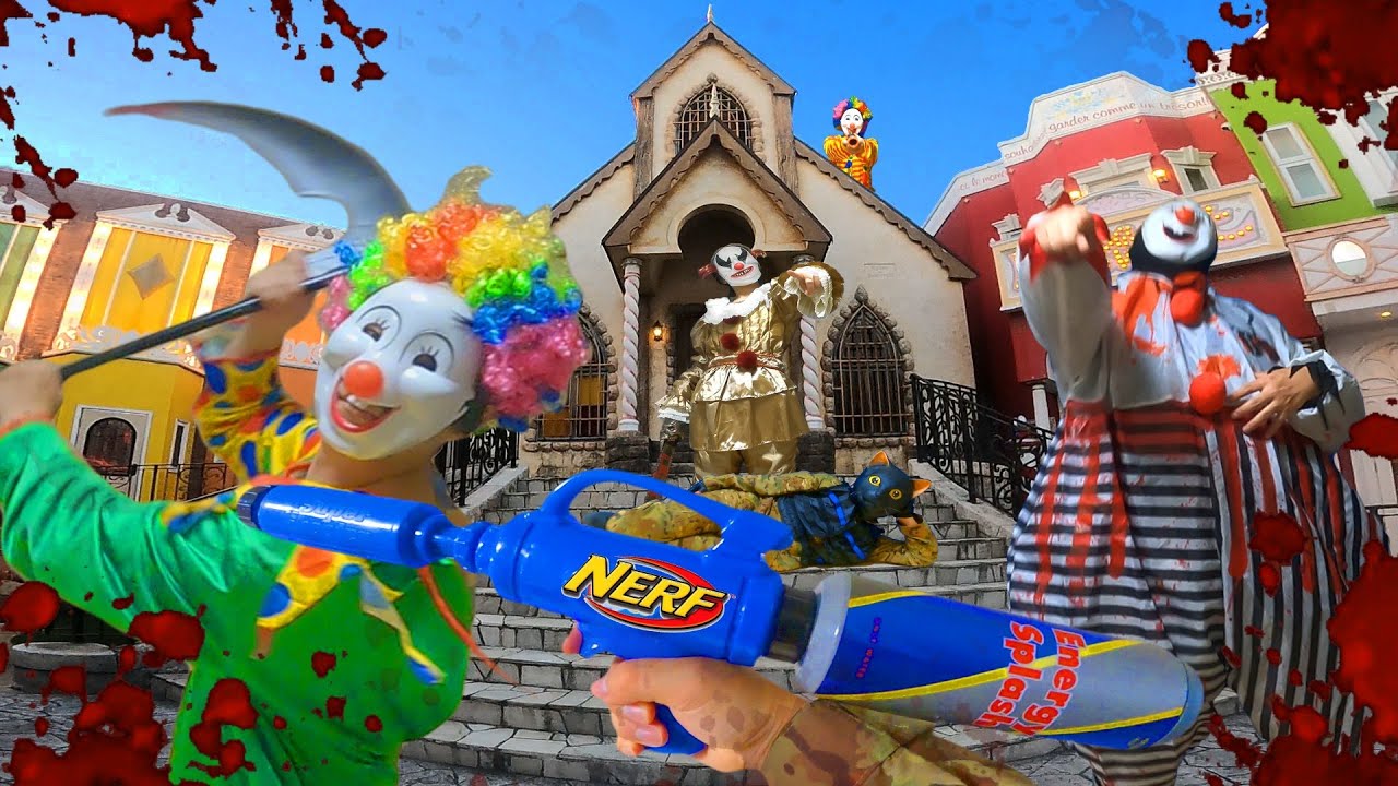Nerf War in Japan | Clown Extermination ( POV / nerf first person shooter )