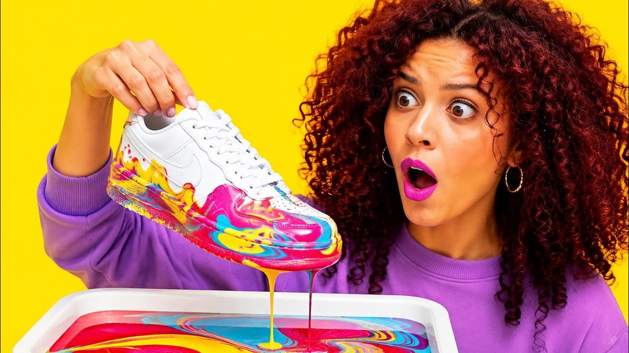 PASSE ALTE TURNSCHUHE MIT HYDRO-DIPPING AN || Geniale Deko-Hacks von 123 GO! GOLD