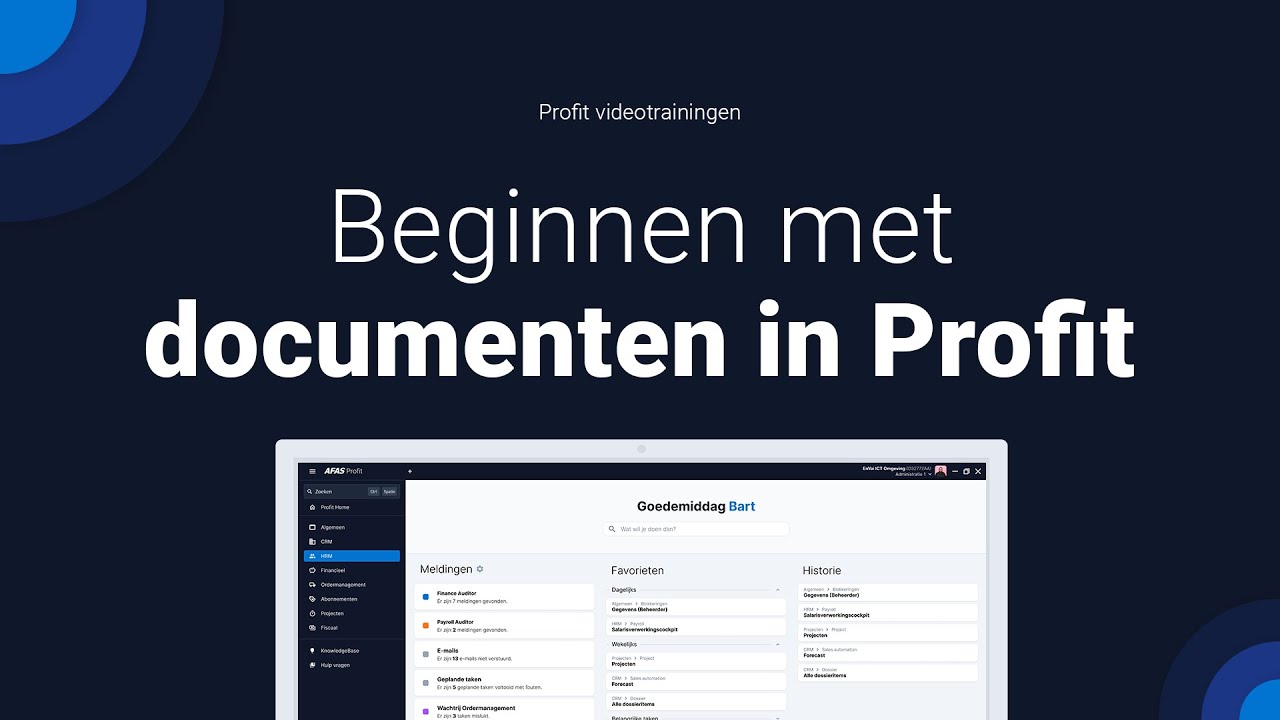 Beginnen met documenten in Profit
