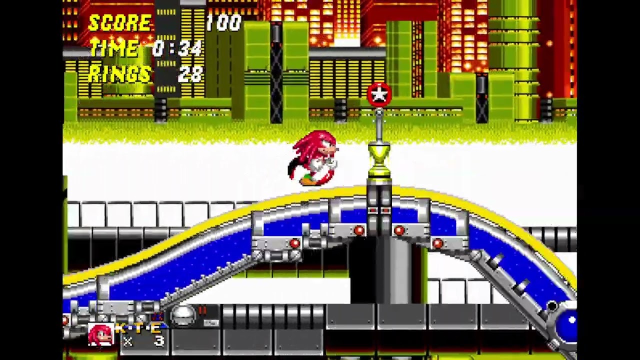 Sonic 2: A Button Only - Chemical Plant 2 in 57 seconds with Knuckles