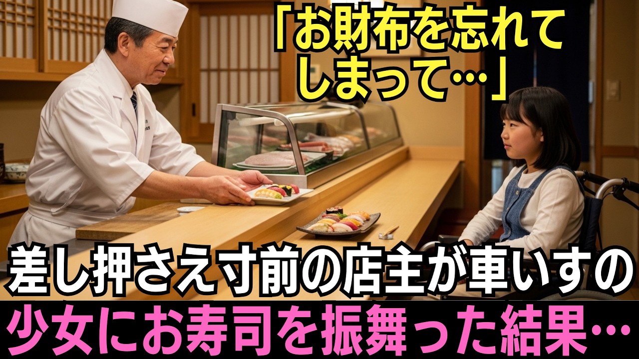 明日、借金2500万で差し押さえられる寿司屋の店主→「お財布を忘れて」車いすの少女に寿司を振舞った結果…【感動する話】