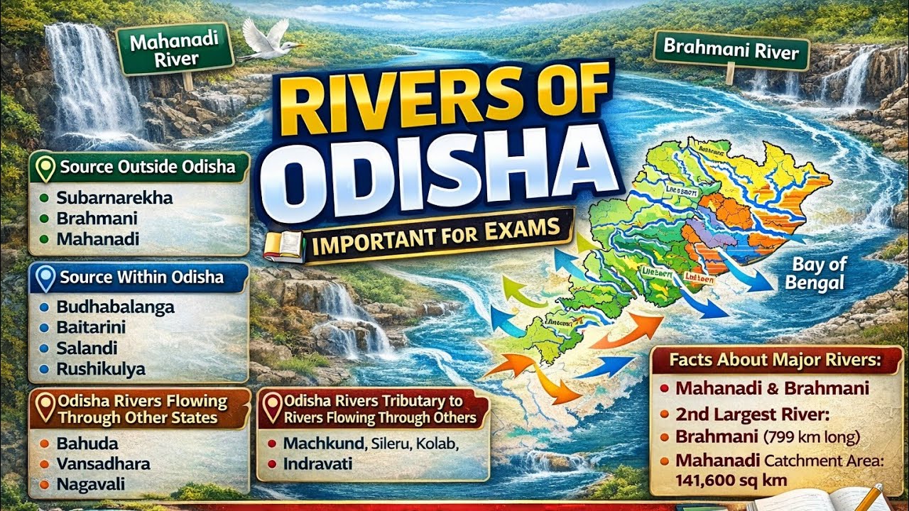 Major Rivers, Lakes, Waterfalls & Springs | OSSC & OPSC Important GK