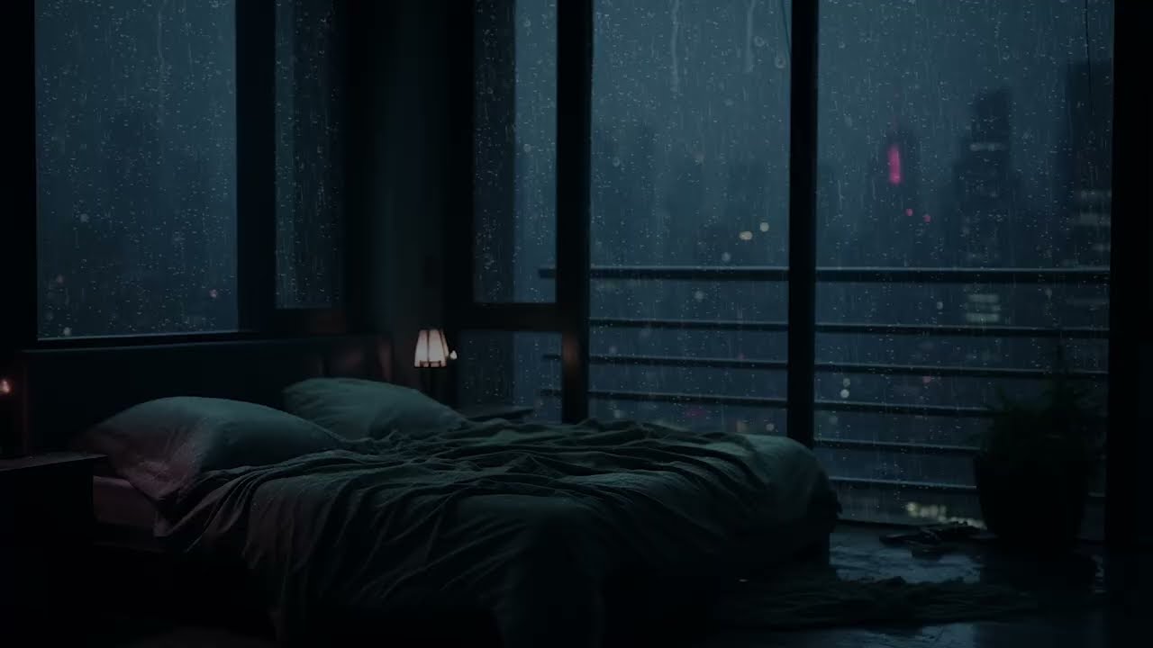 Loud Heavy Rainstorm Night | Thunder Rolling Outside Window for Peaceful Relaxation