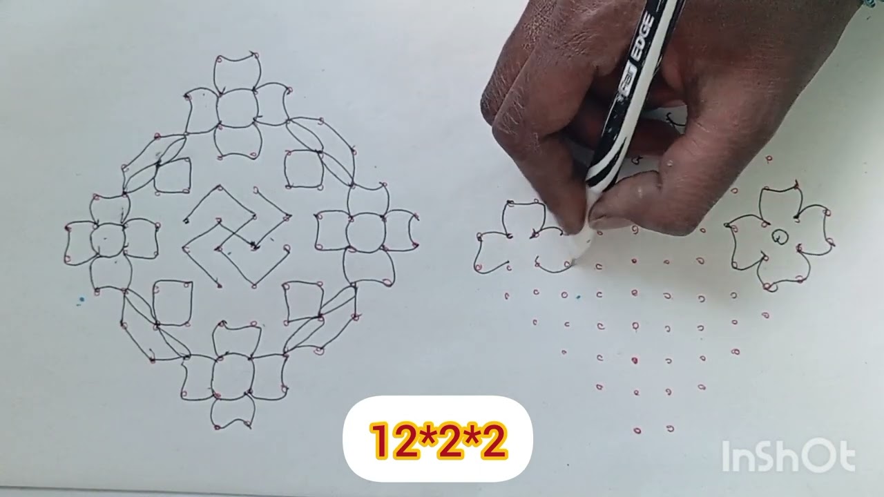 12*2*2 dots ugadi🥭🌺muggulu|Festival muggulu🌺Traditional rangoli🌺 Muggulu by vihaan2022
