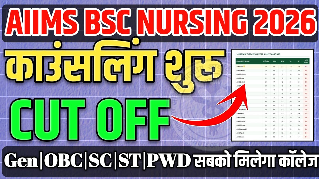 🔥 AIIMS B.Sc Nursing 2026 Counselling Started | Expected Cut Off 2026 | Gen/OBC/SC/ST Safe Score?