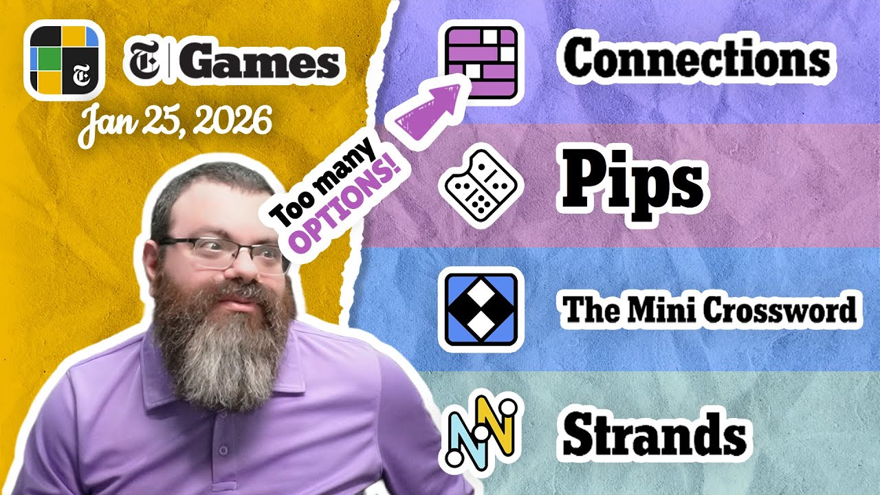 NYT Connections, Pips, Mini Crossword, and Strands | Jan 25, 2026