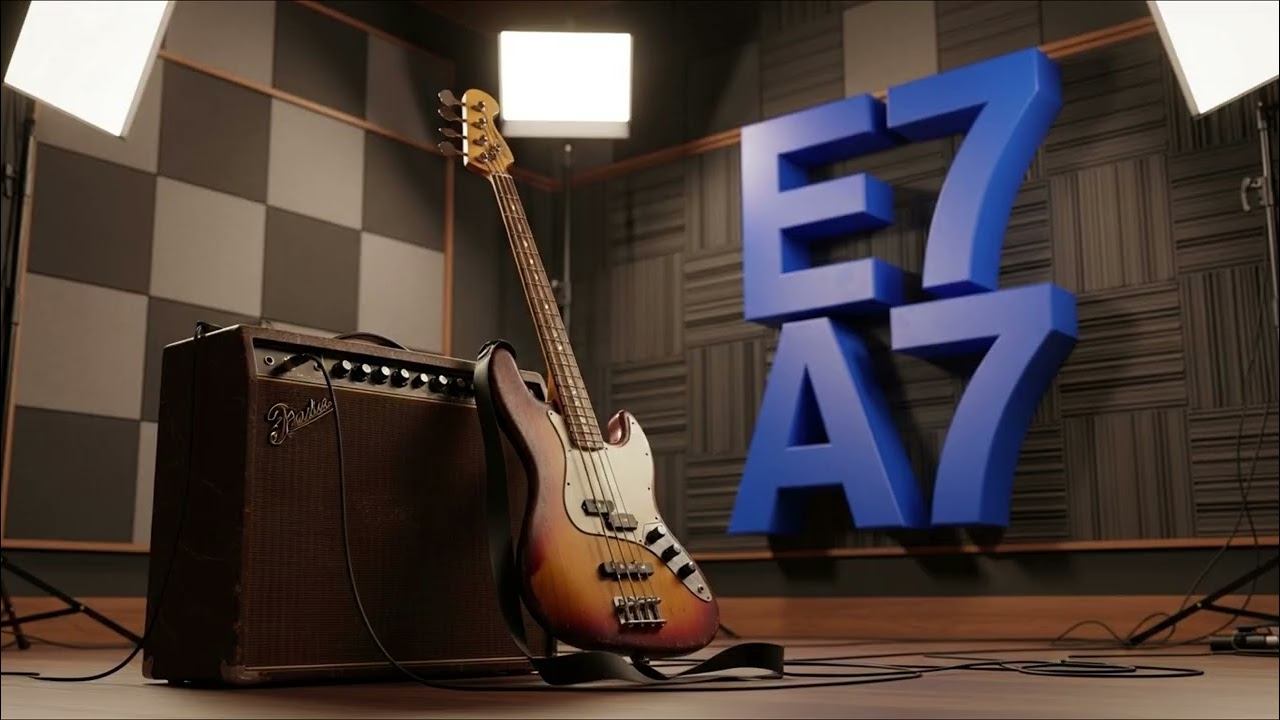 Bass Backing Track (NO BASS) E7  A7 (I7-IV7 Blues ) 80 BPM Funk Soul