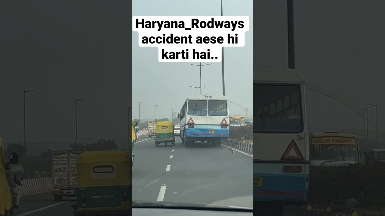 You got saved from Haryana 🚎roadways today🥹. #haryanaroadways #delhi #rashdriving #accidentnews #bus