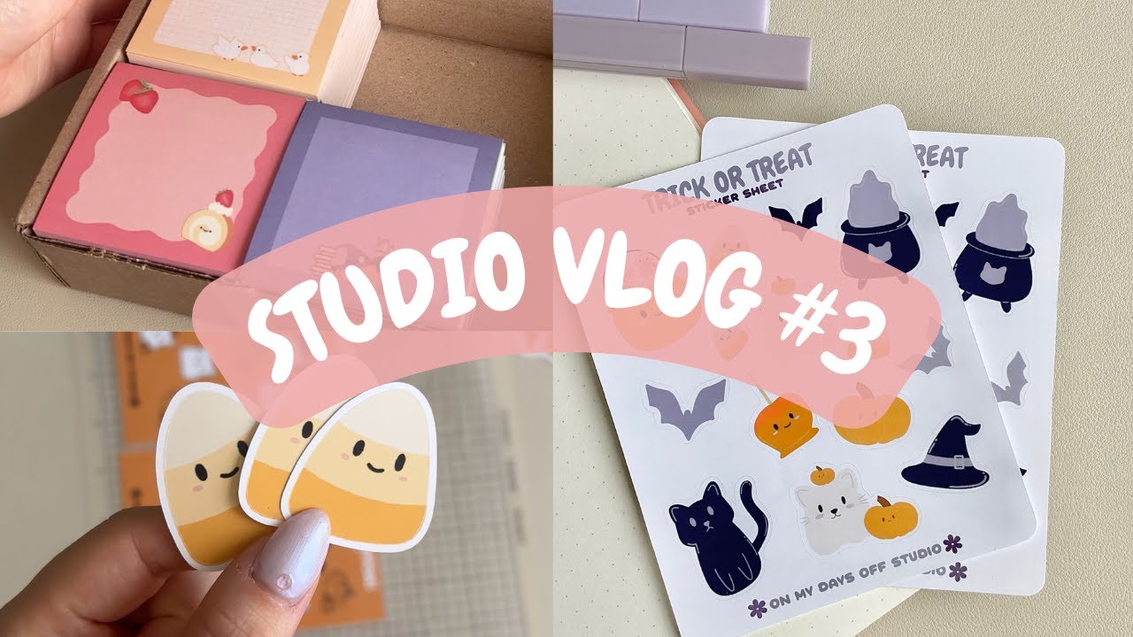 Studio Vlog #3 ✿ How I Make Sticker Sheets, New Sticky Notes & Halloween Stickers