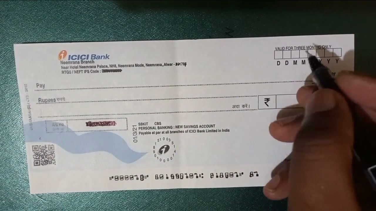 ICICI BANK ka Cash Withdrawl cheque kaise bhare/icici bank check kaise bhare/icici check kaise bhare