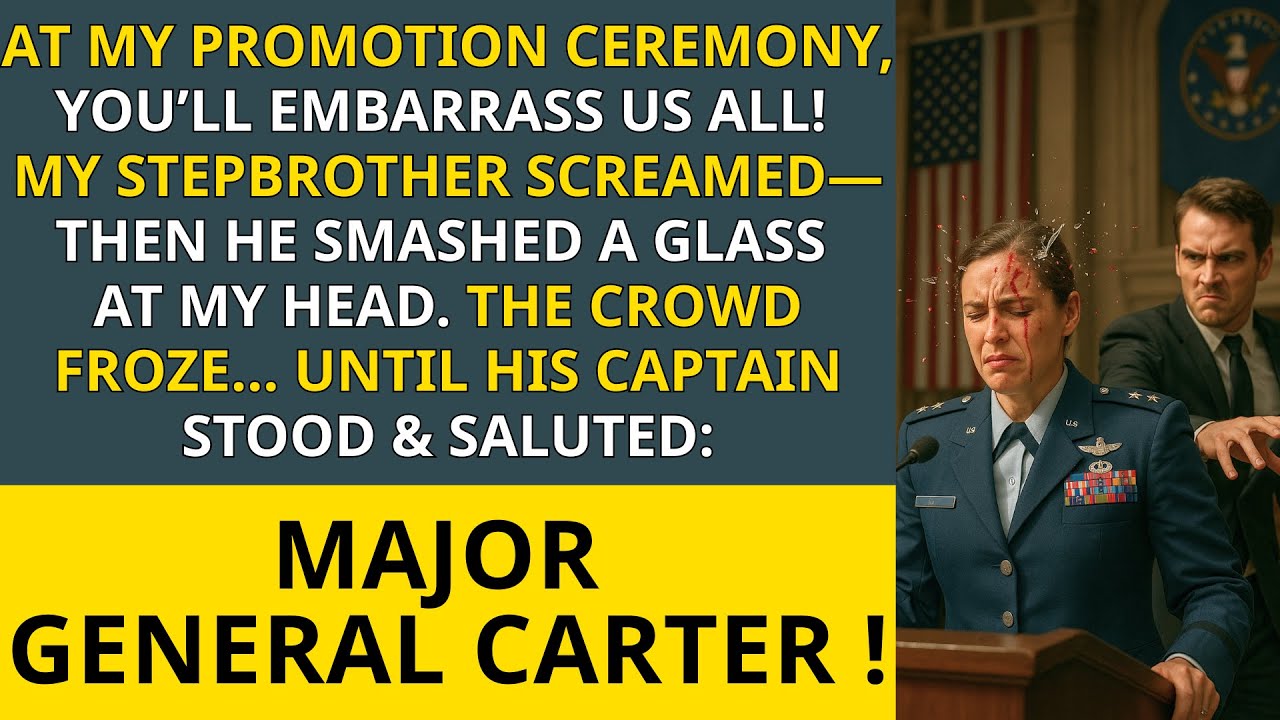 At My Promotion Ceremony, My Stepbrother Smashed a Glass at My Head—to Please His Captain. But...