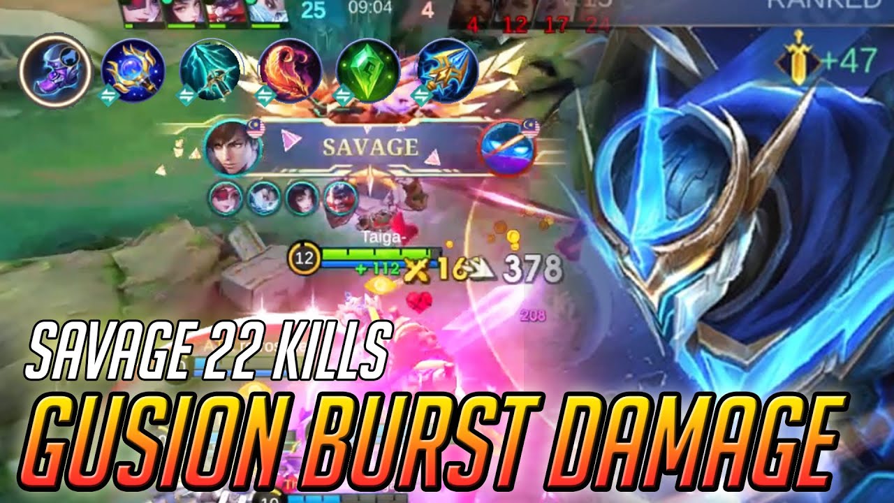Gusion SAVAGE with 22 Kills | Brutal Damage 100%|#gusion #mlbb #mobilelegends #letuzawa #kof #kofxv