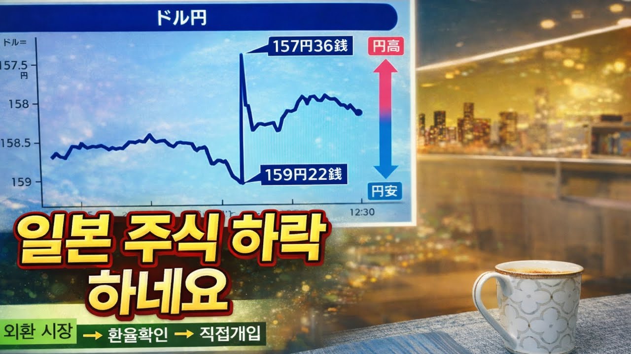 일본 주식 환율시장 여파로 하락 합니다.